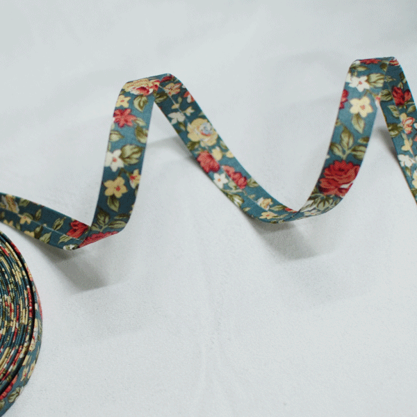 꽃무늬원단리본(회색 15mm 90cm) /리본공예/리본재료